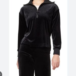 NWOT SPANX Black Velvet Quarter-Zip Pullover, Sz S